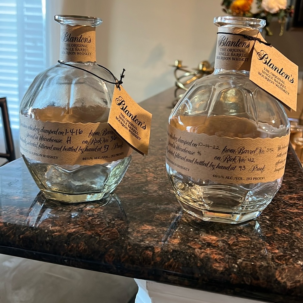 5 blanton’s empty bottles